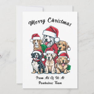 Cute Dog Christmas Drawing  Holiday Card
