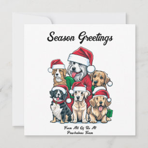 Cute Dog Christmas Drawing Holiday Card