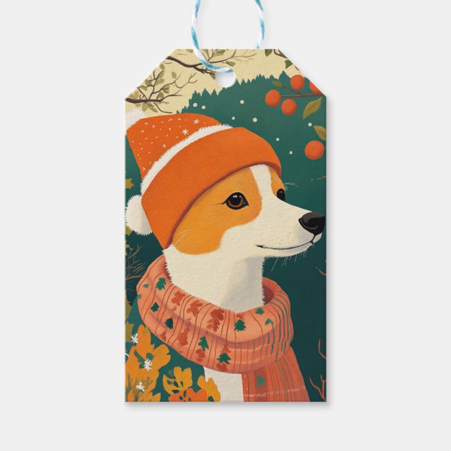 Cute Dog Christmas Gift Tag - Customisable  (Front)