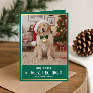 Cute Dog Christmas Holiday Funny Photo Folded Card