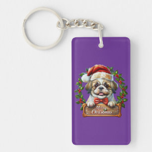 Cute Dog Christmas Ornament - Merry Christmas Key Ring