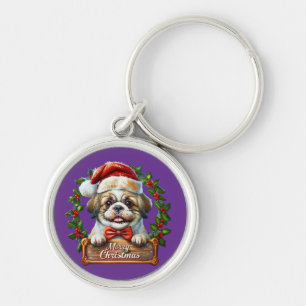 Cute Dog Christmas Ornament - Merry Christmas Key Ring