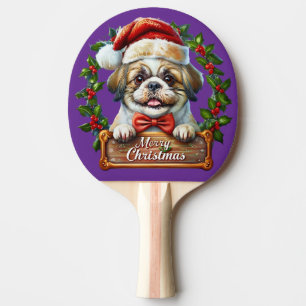 Cute Dog Christmas Ornament - Merry Christmas Ping Pong Paddle
