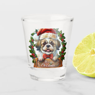 Cute Dog Christmas Ornament - Merry Christmas" Shot Glass