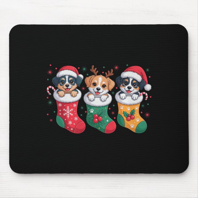 Cute Dog Christmas Pajama Santa Hat Xmas Men Women Mouse Mat (Front)