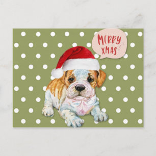 Cute Dog Christmas Polka Dots Postcard