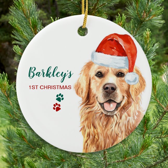Cute Dog Christmas Santa Dog Pet Golden Retriever Ceramic Tree Decoration (Creator Uploaded)