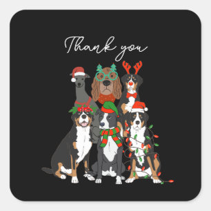 Cute dog Christmas thank you Holiday  Square Sticker