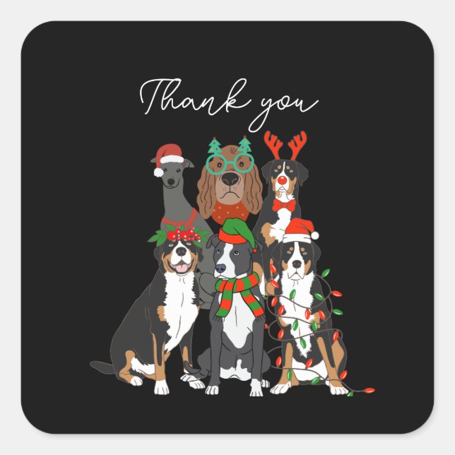 Cute dog Christmas thank you Holiday  Square Sticker (Front)