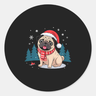 Cute Dog Christmas Valentines Design Classic Round Sticker