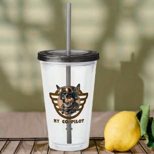 Cute Dog Co-pilot, Cool Pet Animal, Aviation Acrylic Tumbler