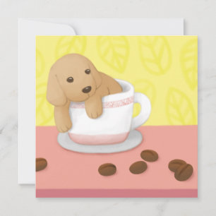 Cute Dog & Coffee Beans Illustration Art Thank You Card