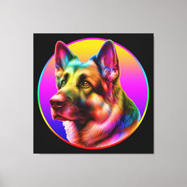 CUTE DOG COLORFUL RAINBOW CANVAS PRINT (Front)