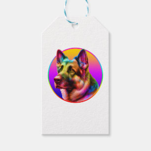 CUTE DOG COLORFUL RAINBOW GIFT TAGS