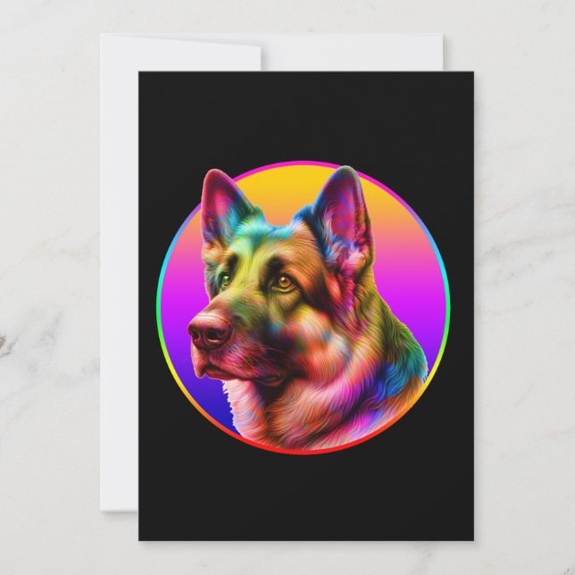 CUTE DOG COLORFUL RAINBOW INVITATION (Front)