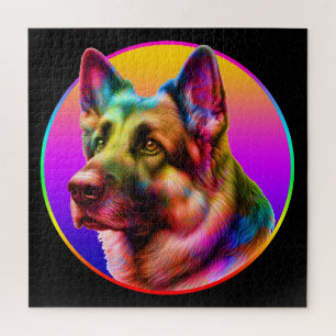 CUTE DOG COLORFUL RAINBOW JIGSAW PUZZLE