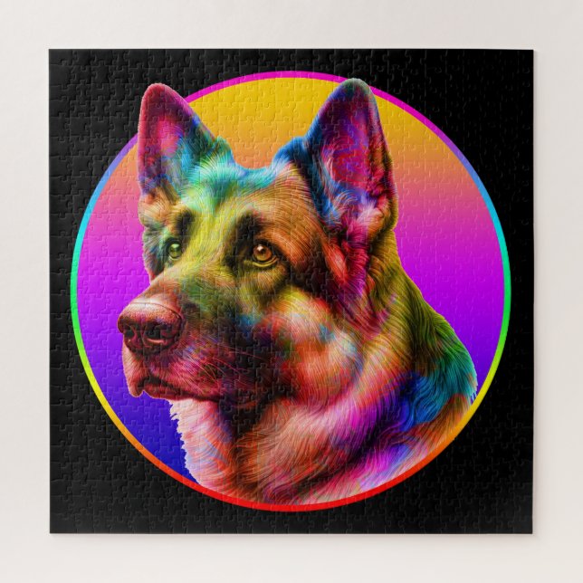 CUTE DOG COLORFUL RAINBOW JIGSAW PUZZLE (Vertical)