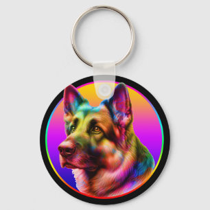 CUTE DOG COLORFUL RAINBOW KEY RING
