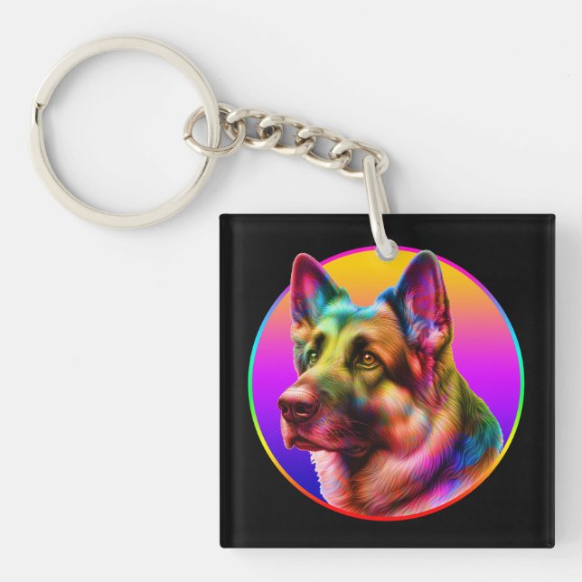 CUTE DOG COLORFUL RAINBOW KEY RING (Front)