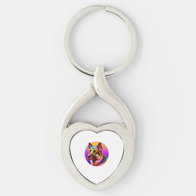 CUTE DOG COLORFUL RAINBOW KEY RING (Front)