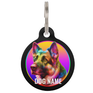 CUTE DOG COLORFUL RAINBOW PET TAG