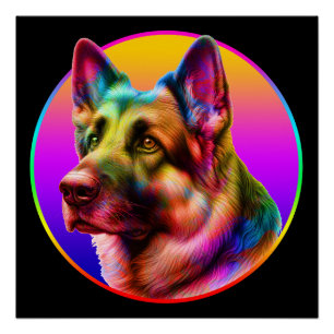 CUTE DOG COLORFUL RAINBOW POSTER