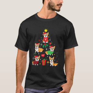 Cute Dog Corgi Christmas Tree With Lights Ornament T-Shirt