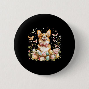 Cute Dog Corgi Easter Egg Bunny Flower Graphic Cor 6 Cm Round Badge