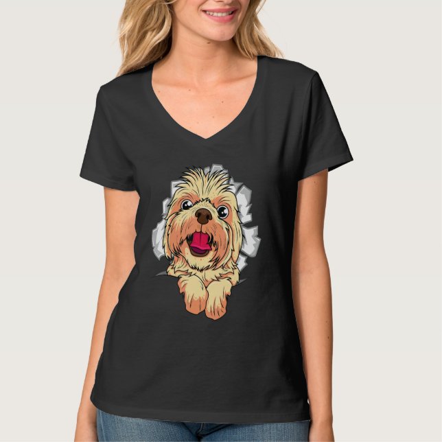 Cute Dog Crack Design T-Shirt (Front)