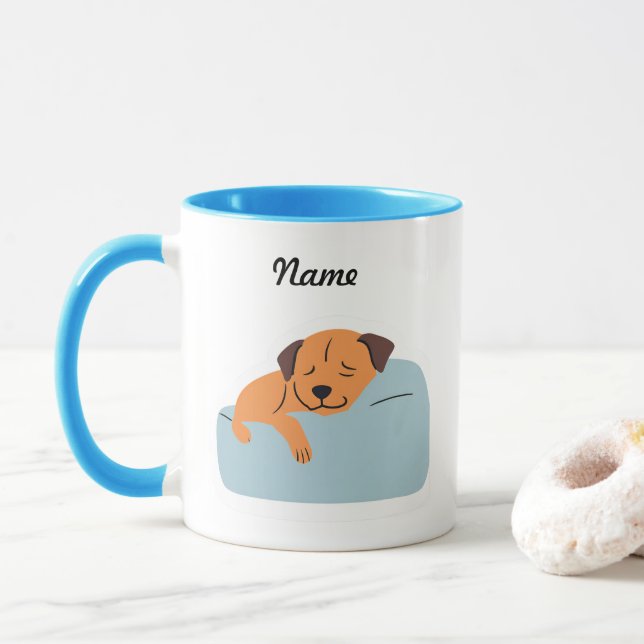 Cute Dog Customisable-Name Mug (With Donut)