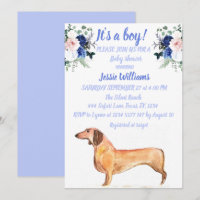 Cute Dog Dachshund Floral Blue Weiner Baby Boy