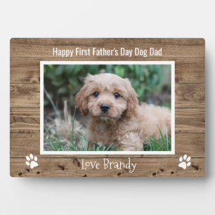 Cute Dog Dad Photo First Fathers Day Plaque