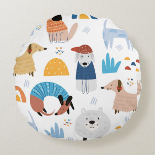Cute Dog Decoration, Men Women & Kids, Dog Fan Round Cushion
