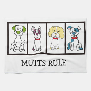 Cute Dog Dishtowel - Mutts Rule Tea Towel