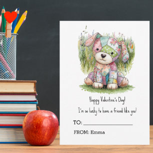 Cute Dog Doll Kids School Valentine's Day Pet Holiday Card
