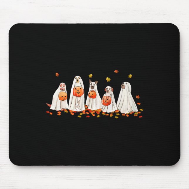 Cute Dog Dressed as Ghost Halloween Fun Boo1 Mouse Mat (Front)