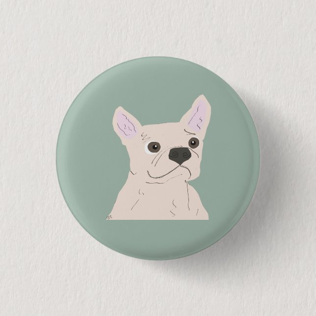 Cute Dog, Dusty Blue 3 Cm Round Badge (Front)