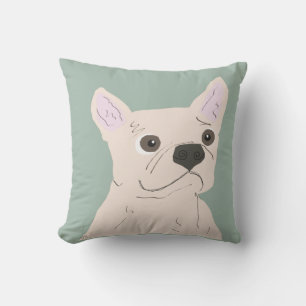 Cute Dog, Dusty Blue Cushion