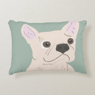 Cute Dog, Dusty Blue Decorative Cushion