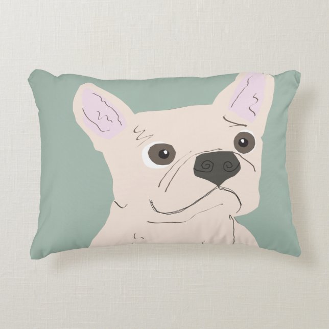 Cute Dog, Dusty Blue Decorative Cushion (Front)