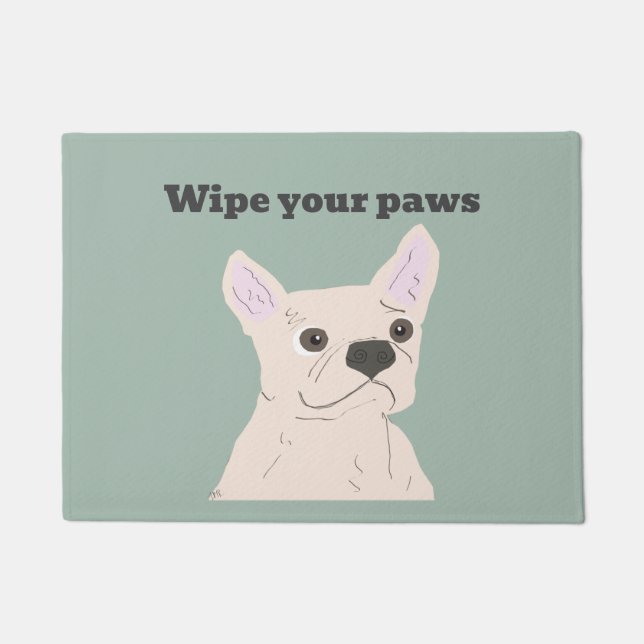 Cute Dog, Dusty Blue Doormat (Front)