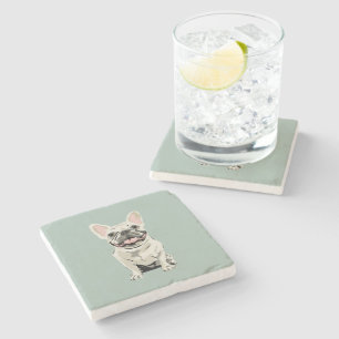 Cute Dog, Dusty Blue Stone Coaster