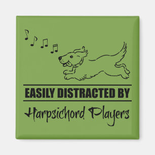 Cute Dog Easily Distracted by Harpsichord Players Magnet