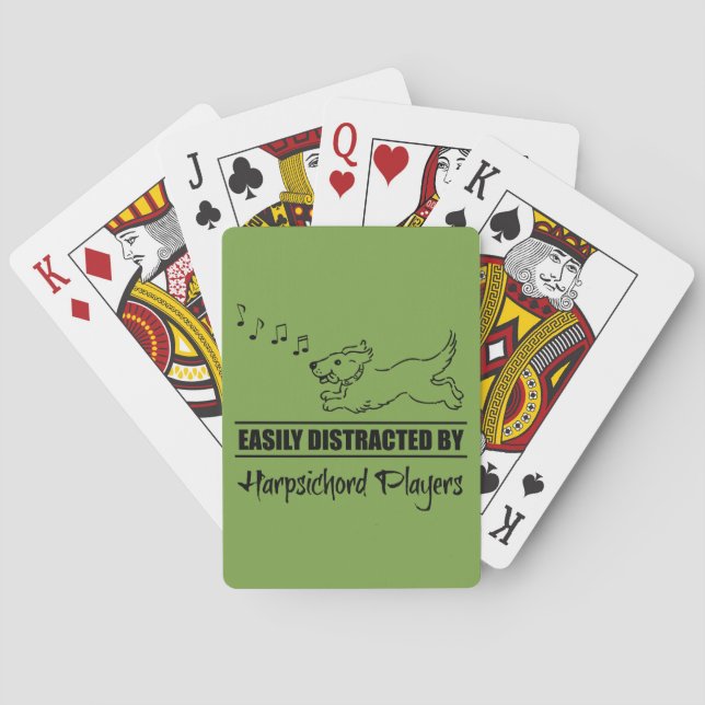 Cute Dog Easily Distracted by Harpsichord Players Playing Cards (Back)