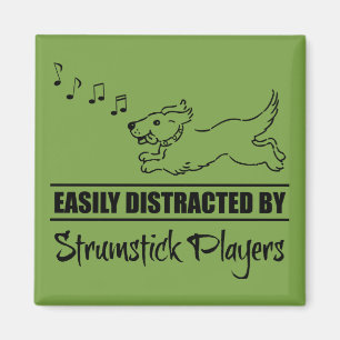 Cute Dog Easily Distracted by Strumstick Players Magnet