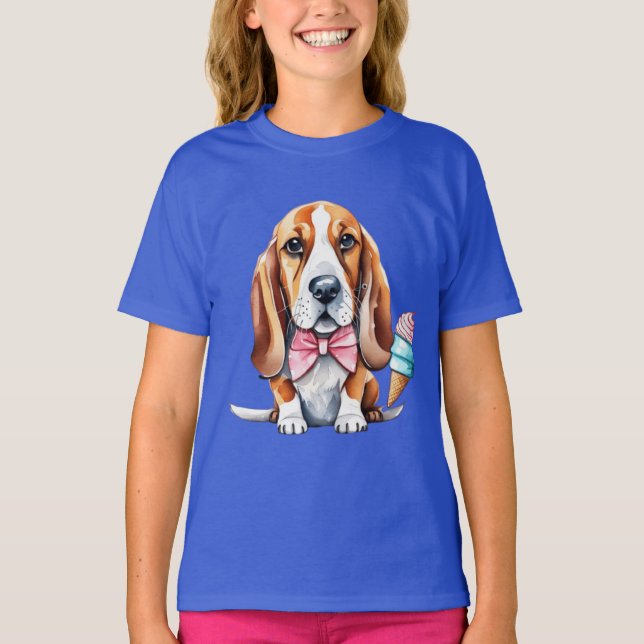 Cute dog eating ice cream  T-Shirt (Front)