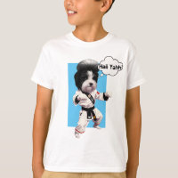 Cute Dog Elvis Impersonator in Karate kimono Funny
