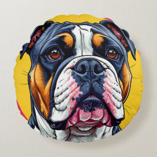 🐶 Cute Dog Expressive Eyes Cartoon Round Cushion