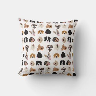 Cute Dog Face Illustration Pattern Cushion