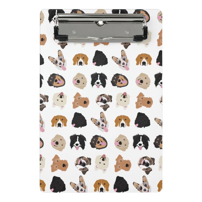 Cute Dog Face Illustration Pattern Mini Clipboard (Front)